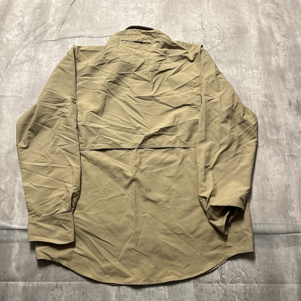 Duluth Trading Co Long Sleeve Button Down Shirt Mens Size M Tan Work Relaxed - Picture 5 of 7